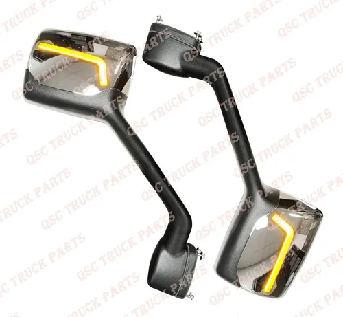 Vista 2 de QSC Truck Parts Performance - Juego de cubiertas de espejo de puerta de espejos cromados LED para Kenworth T680