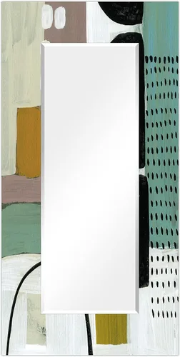 Vista 32 de Empire Art Direct Espejo de pared rectangular biselado en blanco y negro con vidrio templado impreso abstracto, tocador, espejo de baño, listo