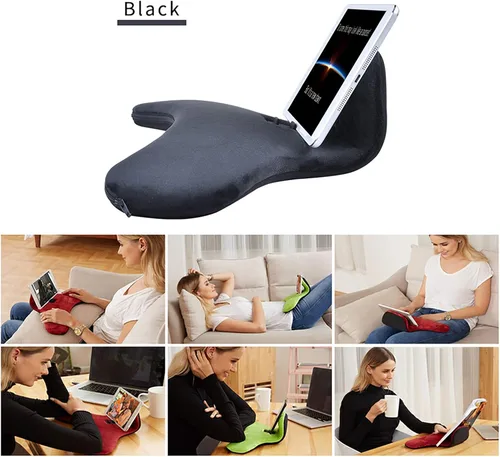 Vista 4 de Soporte de almohada multiángulo para iPad Air y iPad, soporte de almohada universal para teléfono y tableta y soportes utilizados en cama, negro