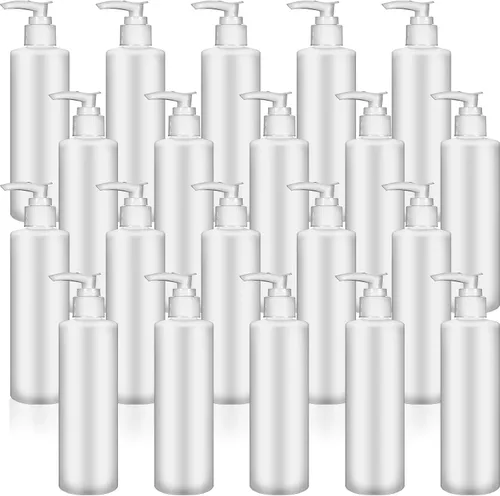 Vista 8 de Thyle 20 botellas dispensadoras de plástico recargables de 8 onzas, contenedor de loción a granel, contenedor de viaje con bloqueo de viaje
