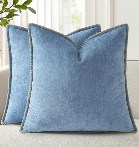 Vista 35 de decorUhome Juego de 2 fundas de almohada de felpilla suave y acogedora de otoño de 12 x 12 pulgadas, fundas decorativas modernas de terciopelo Aqua