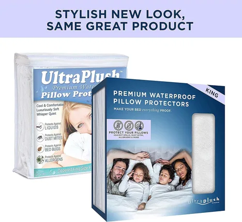 Vista 2 de UltraPlush - Juego de 2 protectores de almohada impermeables para cama king