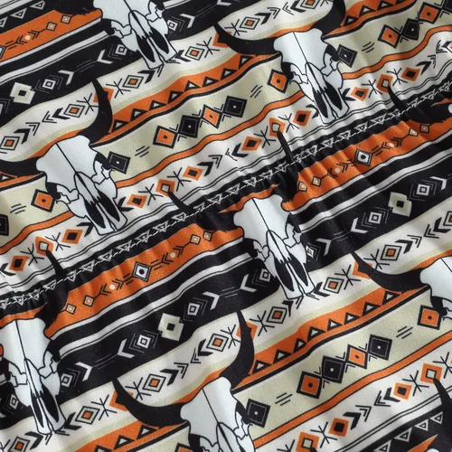 Vista 6 de Karuedoo Ropa occidental para bebé niña, con estampado de vaca, sin mangas, con pompones, traje de una pieza con diadema