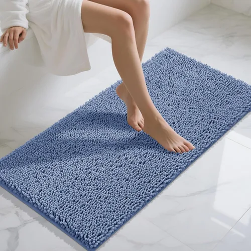 Vista 75 de Yimobra Tapetes de baño lavables, de chenilla súper suave y absorbente, para suelo y alfombra, de secado rápido, antideslizante, para bañera y Beige