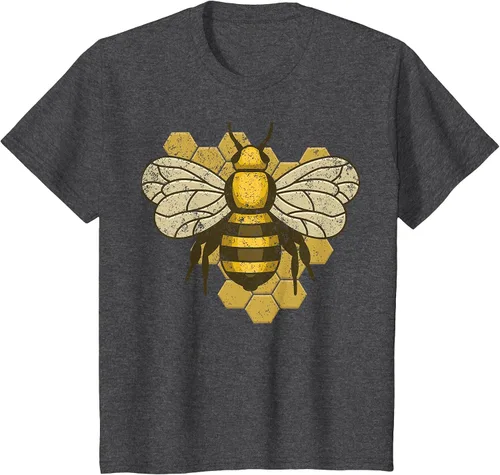 Vista 13 de Retro Beekeeper Beekeeper Honey Bumblebee Vintage Saves Bees T-Shirt Asphalt Grey