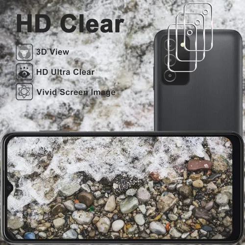 Vista 5 de Paquete de 3 + 3 protectores de pantalla para Galaxy A03s + protector de lente de cámara, dureza 9H, resistente a los arañazos, fácil instalación