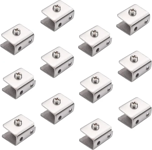 Vista 9 de 4 piezas de acero inoxidable ajustable soporte de estante de vidrio rectangular pequeña puerta gabinete abrazadera clip soporte para 0.236-0.315 in
