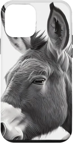 Vista 12 de Funda de retrato blanco y negro burro para iPhone 14