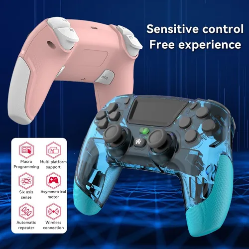 Vista 6 de RALAN Controlador inalámbrico azul compatible con Playstation 4ProSlimpara PS4 Dualshock 4 Gamepad con conector para auriculares y almohadilla táctil