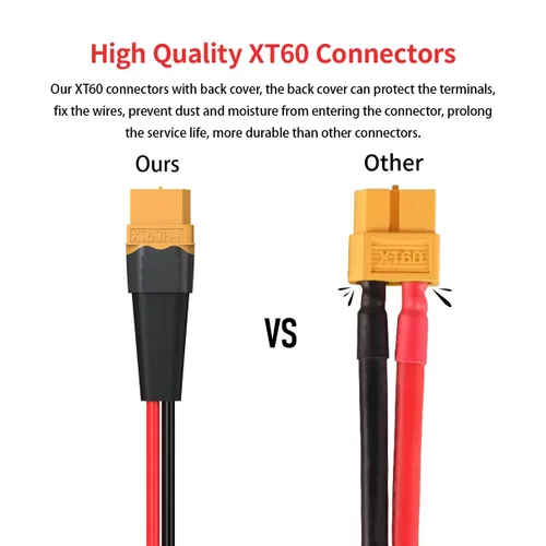 Vista 2 de ELFCULB Cable Terminal XT60 a Anillo O, Cable Conector Hembra XT60 de 10AWG a Anillo O con Cable Puro Estañado para Batería RC Solar Estación