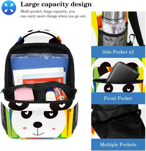 Vista 3 de Lightweight Backpack Pencil Case CombinationBookbag Pen PouchStationery BagLove Original Panda Printing