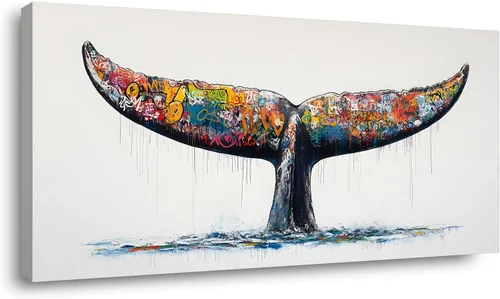 Vista 33 de ZOMNAI Arte de pared de mujer japonesa, pintura de estilo asiático, fondo amarillo, decoración de pared, tatuaje de peces en la parte posterior