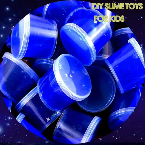 Vista 6 de 24 paquetes de slime azul de la galaxia estrellada, recuerdo de fiesta para niños, niñas y niños, antiadherente, alivio del estrés y la ansiedad