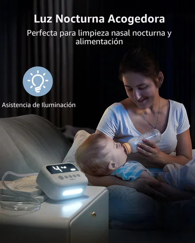 Vista 4 de HEYVALUE Aspirador Nasal para Bebé, Ventosa Nasal de Grado Hospitalario con 9 Niveles de Succión, Luz Nocturna y Función Tranquilizante de Canciones