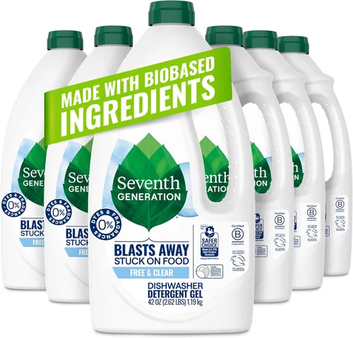 Vista 7 de Seventh Generation Detergente para lavavajillas en gel líquido, aroma a limón, 42 onzas, paquete de 6