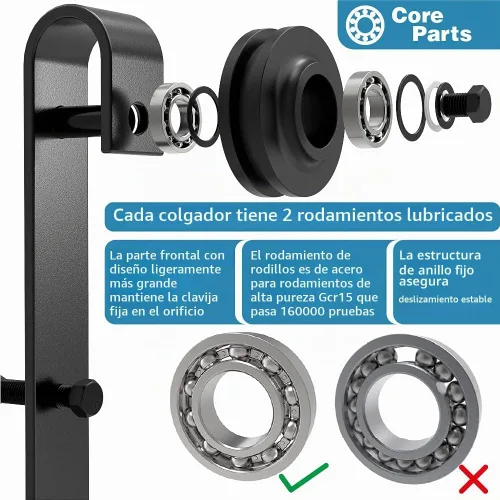 Vista 6 de ZEKOO Kit de herrajes para puertas corredizas de granero de doble vía de 4
