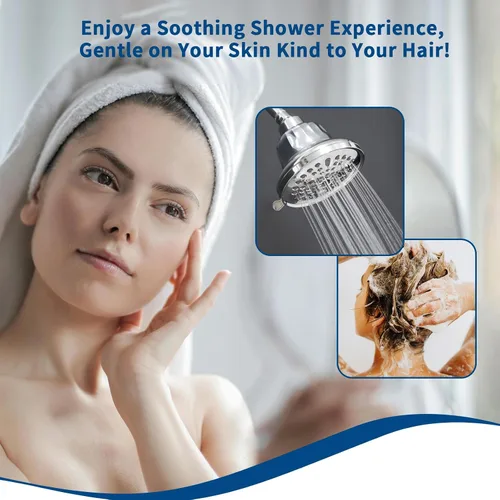 Vista 6 de Cabezal de ducha filtrado para cabello y piel más saludables, elimina el cloro y los metales pesados, filtro de cabezal de ducha para agua dura