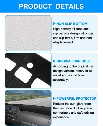 Vista 6 de Autorder - Tapete para salpicadero para 2007-2013 Chevy Chevrolet Silverado/GMC Sierra con dos guanteras, accesorios, cubierta de salpicadero