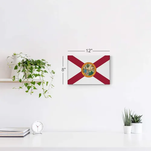 Vista 5 de Smile Art Design Lienzo impreso con la bandera del estado de Florida, capital del estado de los Estados Unidos, arte de pared con bandera del estado