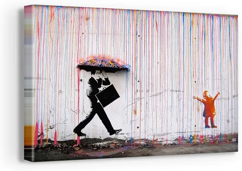 Vista 14 de Banksy Graffiti Street Art Colecciones de lienzos de arte callejero. Listo para colgar. Fabricado en Estados Unidos #FULL2