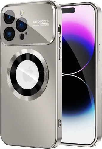Vista 19 de MAKAVO Funda magnética para iPhone 12 Pro, compatible con MagSafe, protector de lente de cámara integrado, vista de logotipo, funda de teléfono a