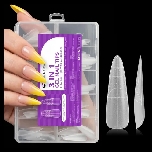 Vista 13 de Gelike EC Kit de puntas de uñas de gel suave de cobertura completa para extensiones de uñas, 552 piezas de puntas de gel cuadradas medianas