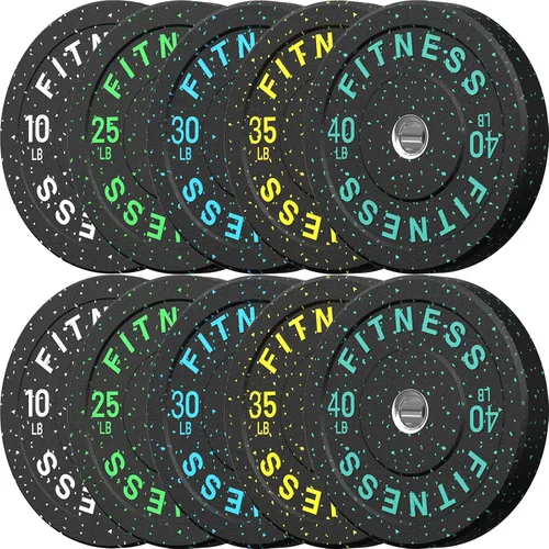Vista 25 de HANDBODE 2-Inch High-Bounce Bumper Plates, Olympic Weight Set, 10-650 lb