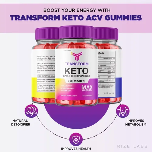 Vista 3 de rize labs - Gomitas avanzadas de vinagre de sidra de manzana Transform Keto (ACV) (60 gomitas)