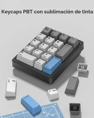 Vista 7 de Kisnt Numpad - Teclado mecánico de números, intercambiable en caliente, USB de 17 teclas, teclado numérico retroiluminado blanco con teclas PBT