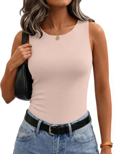 Vista 15 de Zeagoo Camiseta sin mangas de verano con cuello redondo y doble forro para 1 blanco