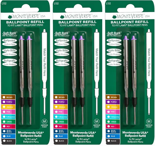 Vista 21 de Monteverde USA Soft - Recambios de bolígrafo para adaptarse a bolígrafos Lamy, tinta negra, punta media, escritura suave y confiable, paquete de 2