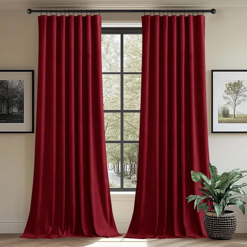 Vista 58 de StangH Cortinas de terciopelo rojo de 42 x 84 pulgadas de lujo, con aislamiento térmico, divisores de habitación, decoración navideña del hogar