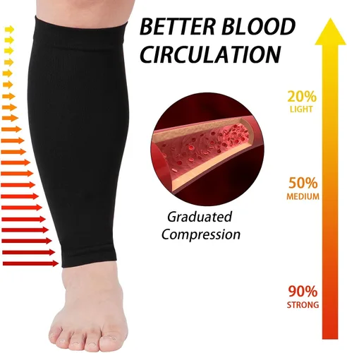 Vista 3 de Mangas de compresión para piernas de talla grande para mujeres y hombres, 15-20mmHg pantorrilla ancha hasta la rodilla mangas de pierna alta