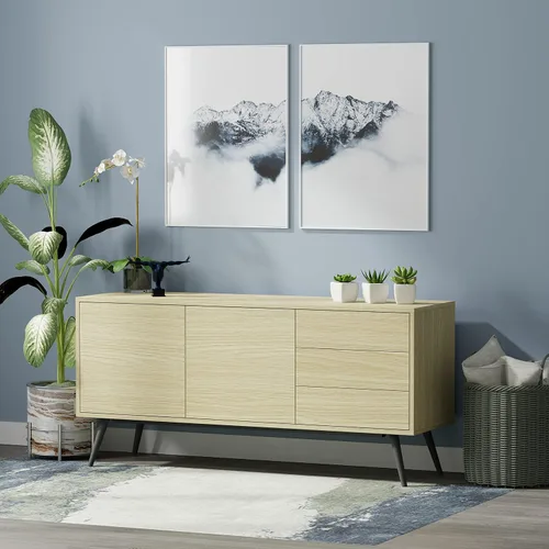 Vista 2 de Glenwillow Home Atlas 59" Mid-Century Modern Buffet/Aparador/TV Consola Marrón topo claro