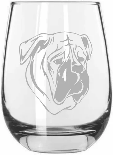Vista 326 de Shar Pei (chino) - Vaso de vino sin tallo grabado para perro, 15.25 onzas