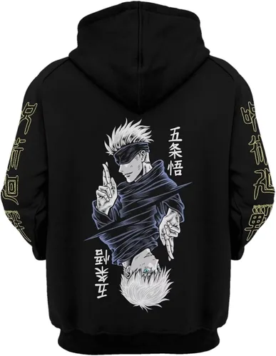 Vista 2 de Gojo Satoru - Sudadera con capucha para disfraz de cosplay, suéter 3D novedoso con capucha para hombres y mujeres