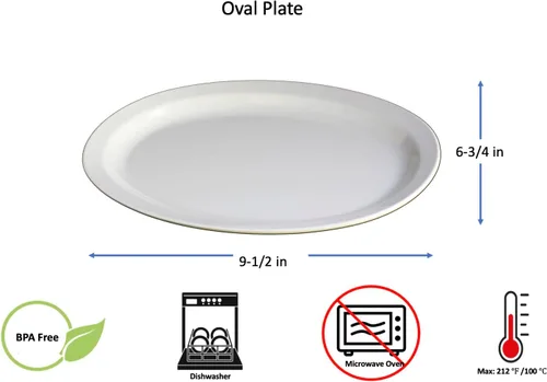 Vista 2 de clásico Western melamina oval Platos borde estrecho Platter, 9 – 1/2" X 6 – 3/4," Blanco o café # 510, Blanco