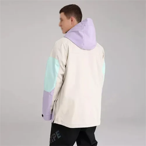 Vista 4 de LIUZH - Chaqueta de esquí deportiva para hombre, chaqueta de snowboard para invierno, suéter con capucha, chaqueta de nieve a juego, ropa de esquí