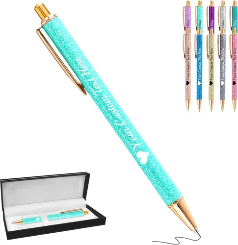 Vista 114 de Bolígrafos de purpurina personalizados con nombre impreso, bolígrafo personalizado con barril de metal, retráctil, bonito y elegante, regalos