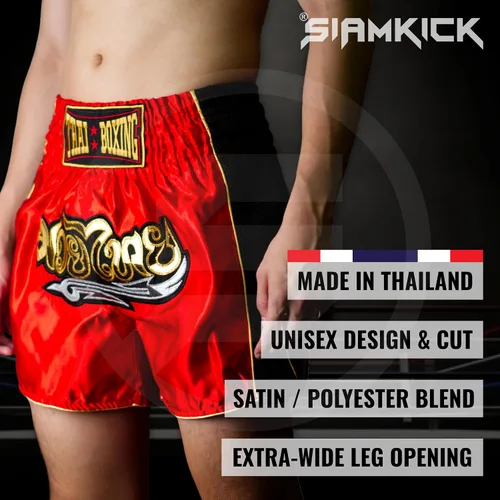 Vista 2 de Pantalones cortos clásicos de Muay Thai para hombres y mujeres, boxeo, kickboxing, alto grado, artes marciales mixtas, ropa de entrenamiento