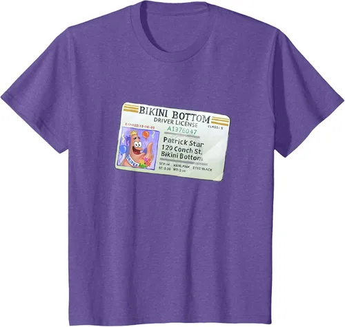 Vista 53 de SpongeBob SquarePants Camiseta con logotipo de Patrick Star Driver License King, Negro