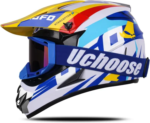 Vista 9 de Casco de motocross para niños, casco ATV juvenil aprobado por DOT, para 4 ruedas, motocross, BMX, MX, UTV, Go Kart, carreras, béisbol, incluye gafas