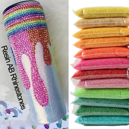 Vista 4 de Paquete grande de 50000 diamantes de imitación de resina de 0.118 pulgadas (0.118 in), con parte trasera plana, diamantes de imitación de color AB