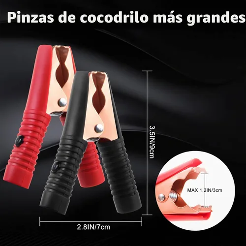 Vista 2 de CUZEC Enchufe de cable de extensión de 12 V/24 V con abrazadera de batería de 4.9 pies / 4.9 ft 16 AWG con clip de batería y adaptador