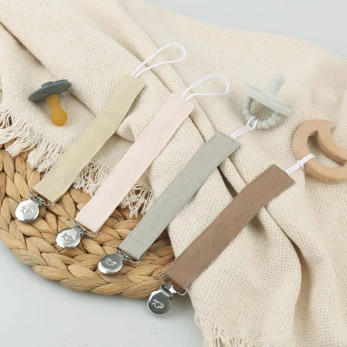 Vista 2 de Clip para chupete para niños y niñas, paquete de 4 soportes para chupete y correa de tela con clip, unisex, para baby shower, cumpleaños, Navidad