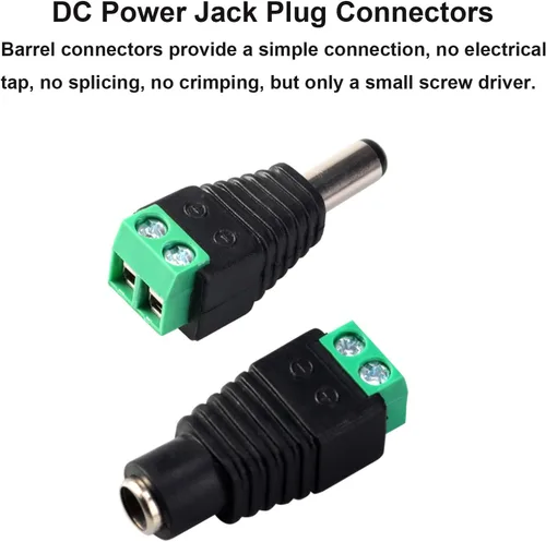 Vista 4 de 10 pares de cables de alimentación de CC de 12 V 5 A macho y hembra + 10 pares de conectores de enchufe de alimentación CC para vigilancia