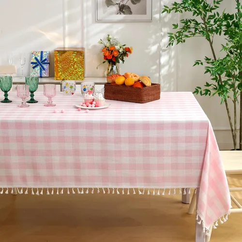 Vista 7 de Midsummer Breeze - Mantel a cuadros cuadrado de mezcla de algodón y colección Gingham, ideal para cocina, restaurante, casa de campo, decoración
