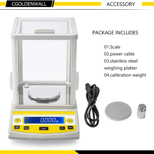 Vista 6 de CGOLDENWALL Balanza analítica digital Balanza de alta precisión Balanza electrónica digital para farmacia de laboratorio (7.05 oz 1mg)