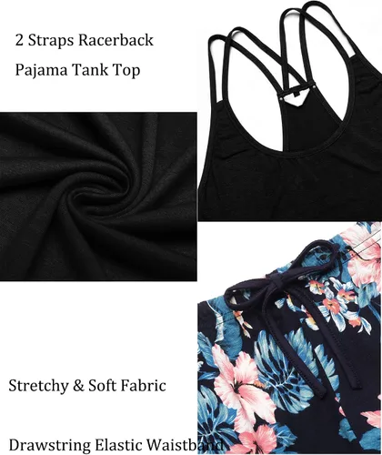 Vista 5 de Ekouaer - Conjunto de pijama para mujer camiseta sin mangas de espalda cruzada y pantalones cortos