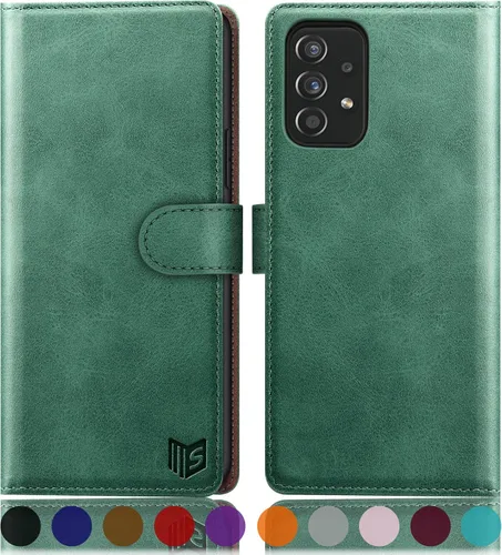 Vista 13 de SUANPOT Funda de cuero tipo cartera para Samsung Galaxy A53 5G con tarjetero RFID con tapa para teléfono con tapa folio libro a prueba de golpes